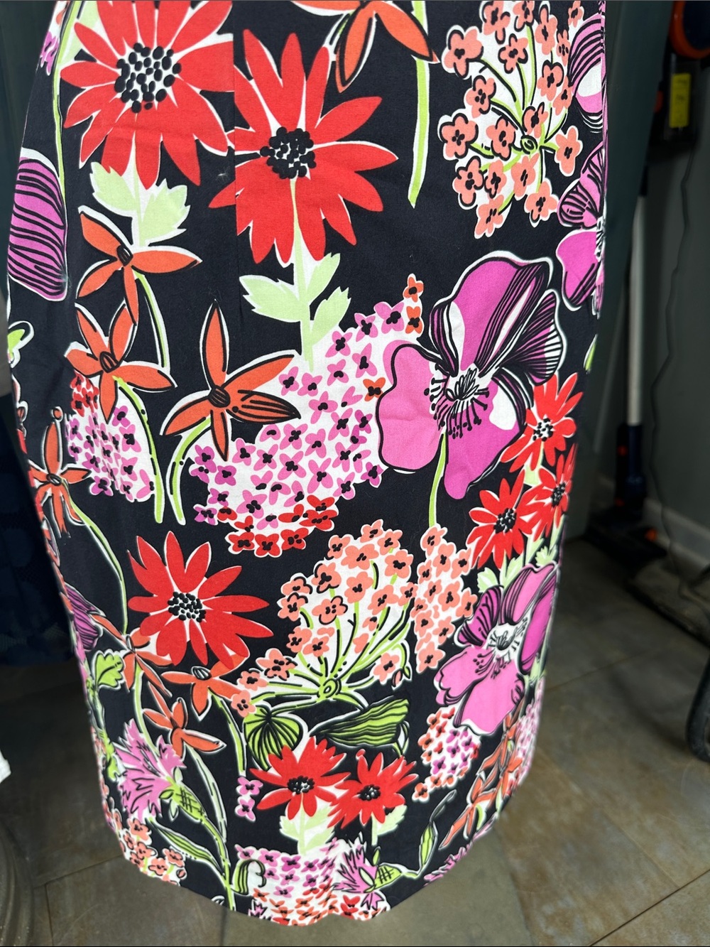 Lilly Pulitzer Strapless Floral Sheath Dress - Black with Pink & Red Floral - Picture 3 of 8
